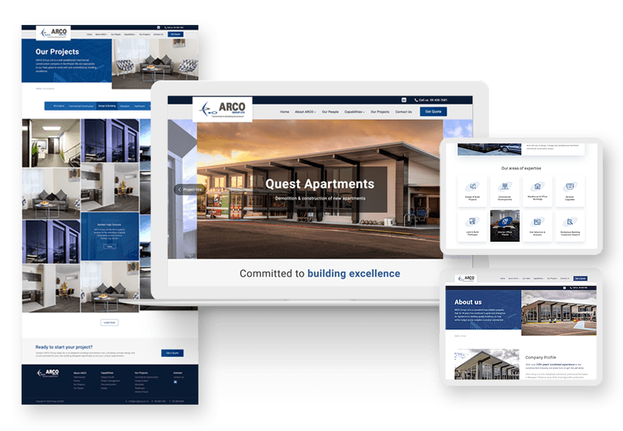 Xastoone created the website for construction company ARCO to present their services